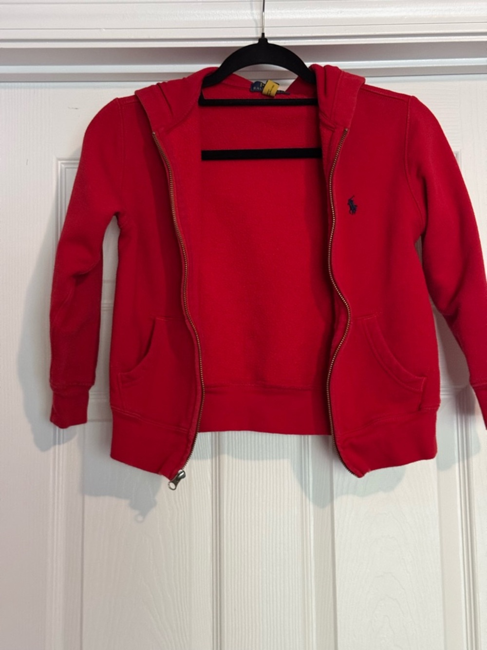 Ralph Lauren Kids Bright Red Full-Zip Hoodie with Polo Logo - Picture 2 of 5